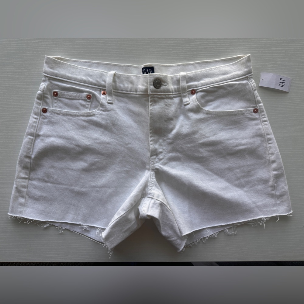 GAP White Raw-Hem Denim Cutoff Shorts